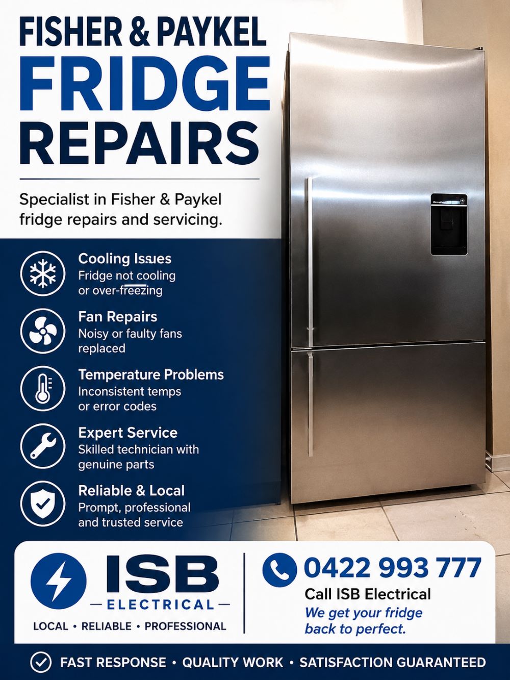 Fisher and Paykel fridge fan noise repair Robina