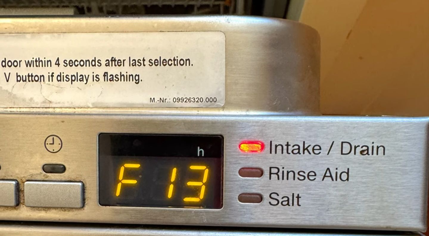 Miele Dishwasher F13 Error Upper Coomera